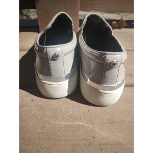 Michael Kors Womens Keaton Perforated Mesh Slip On Sneakers Grey Patent Trim